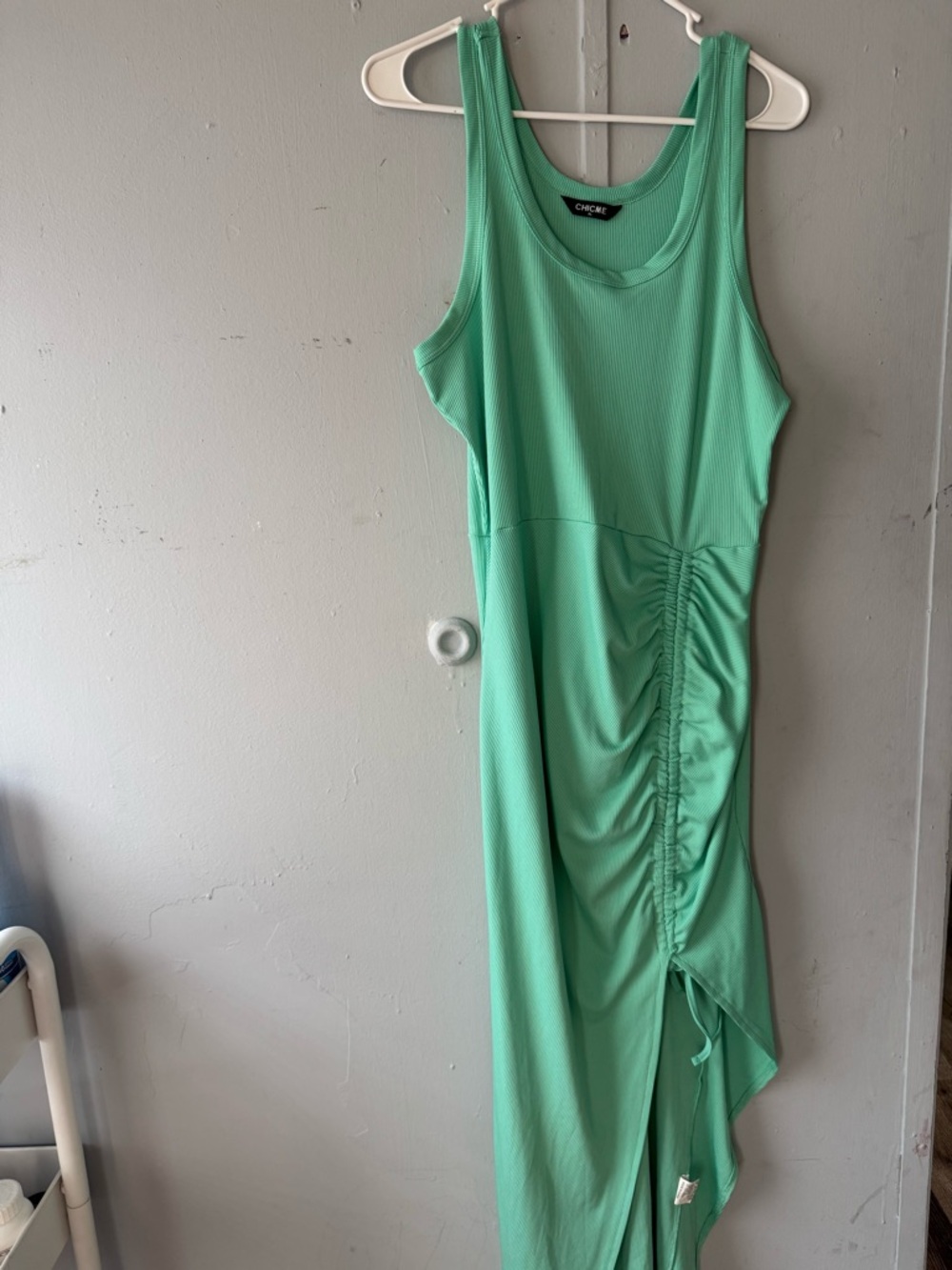 chic Mint Ruched-Detail Tank Maxi Dress